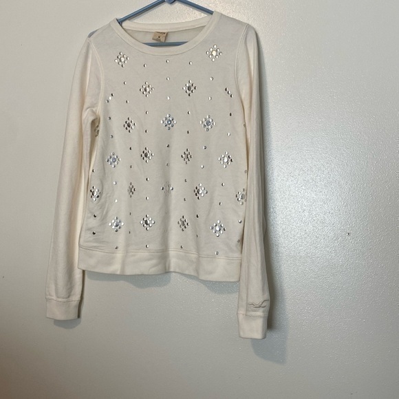 Hollister Cream Silver Sheer Back Sweatshirt Medium